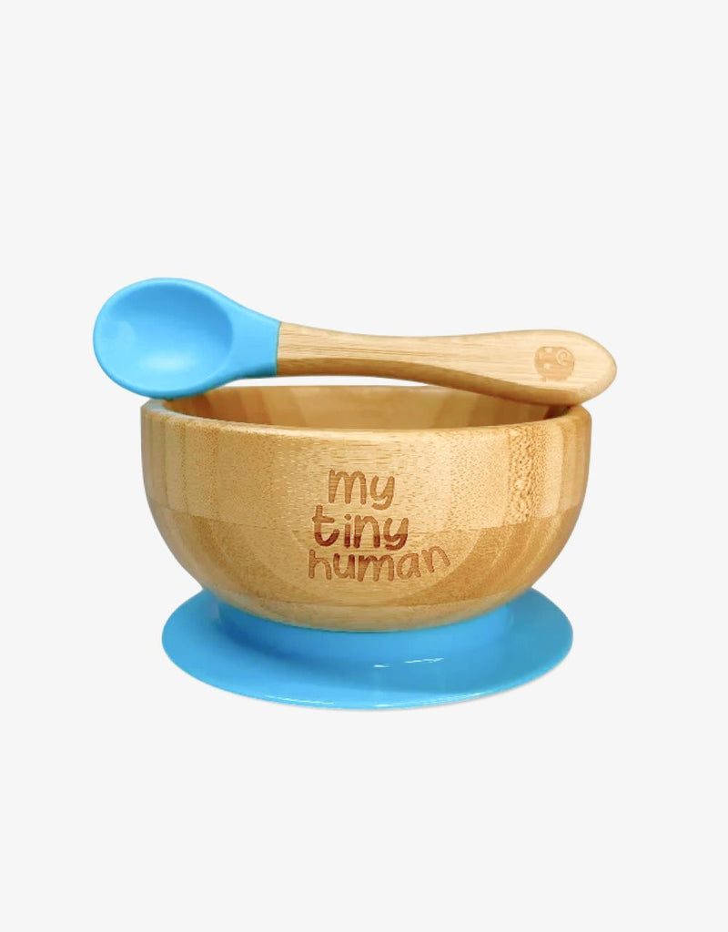 Bamboo Baby Bowl and Spoon Set in Blue.